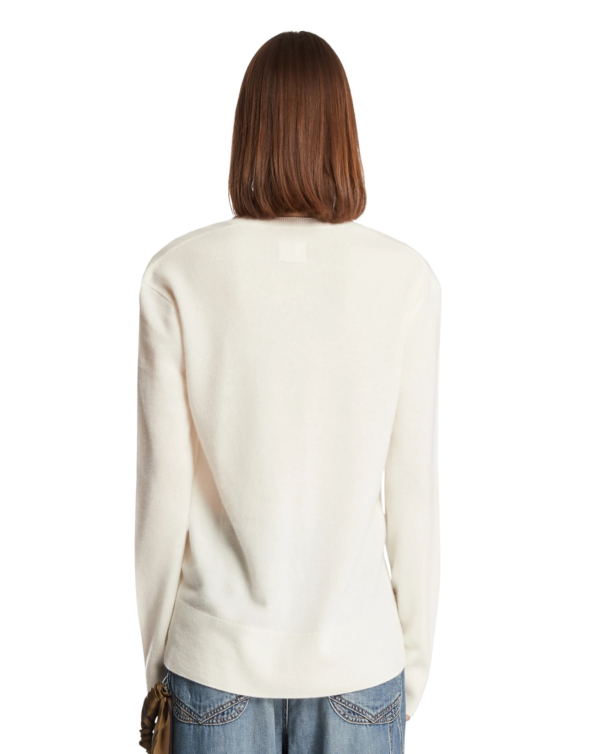 Maglione Con Scollo A V Bianco - Image 5