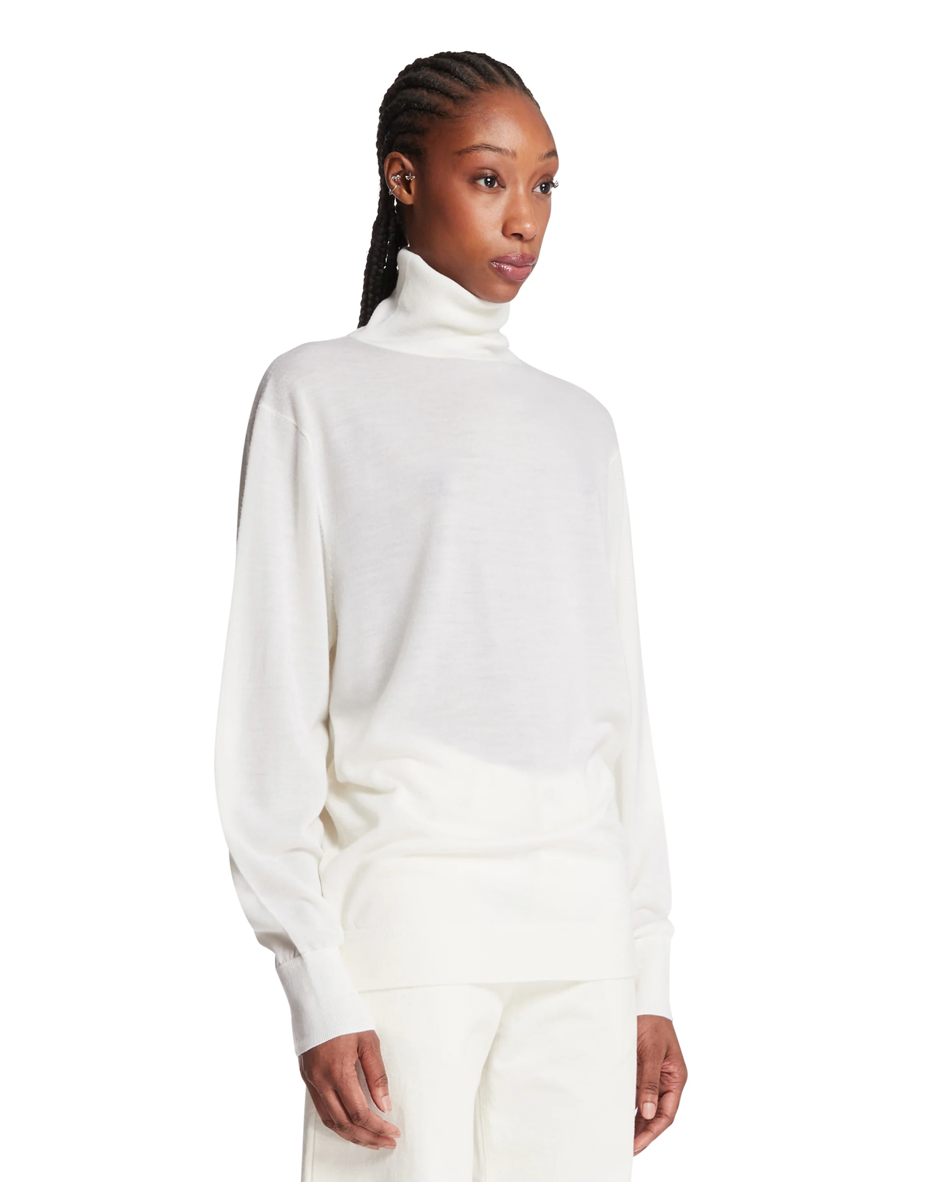 Maglione In Lana A Collo Alto Bianco - Image 2