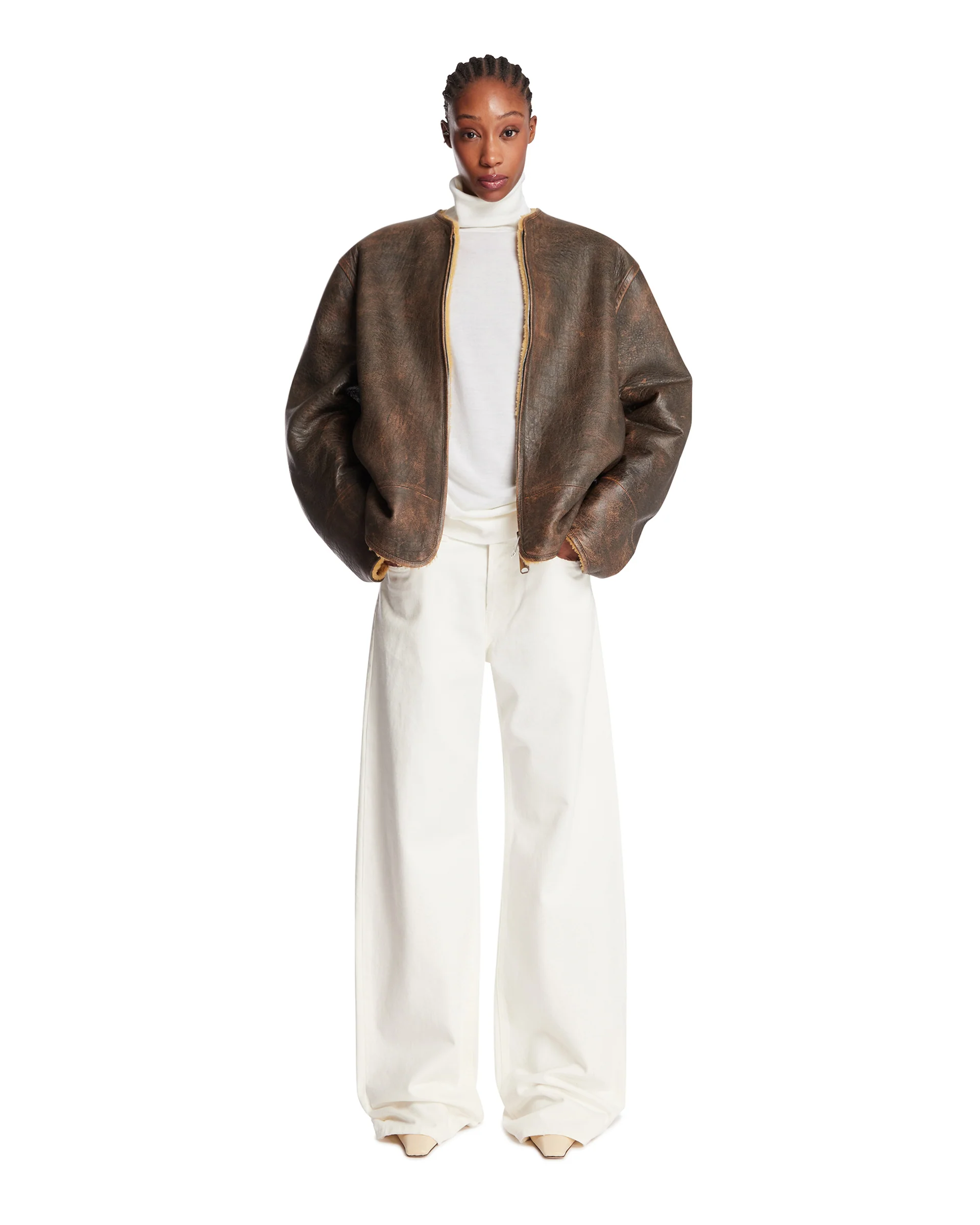 Maglione In Lana A Collo Alto Bianco - Image 3