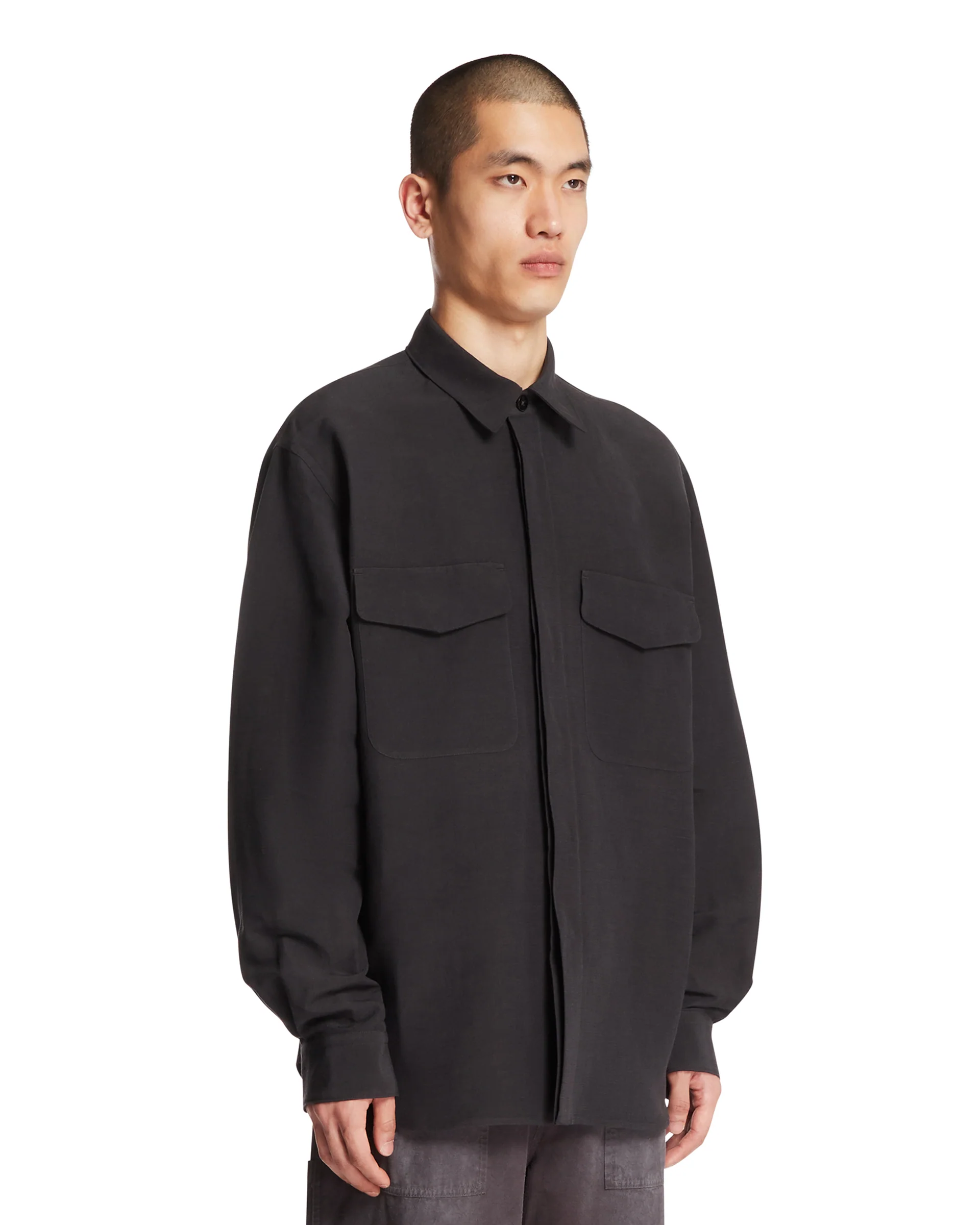 Overshirt Jonah in Lino e Seta Nera - Image 2