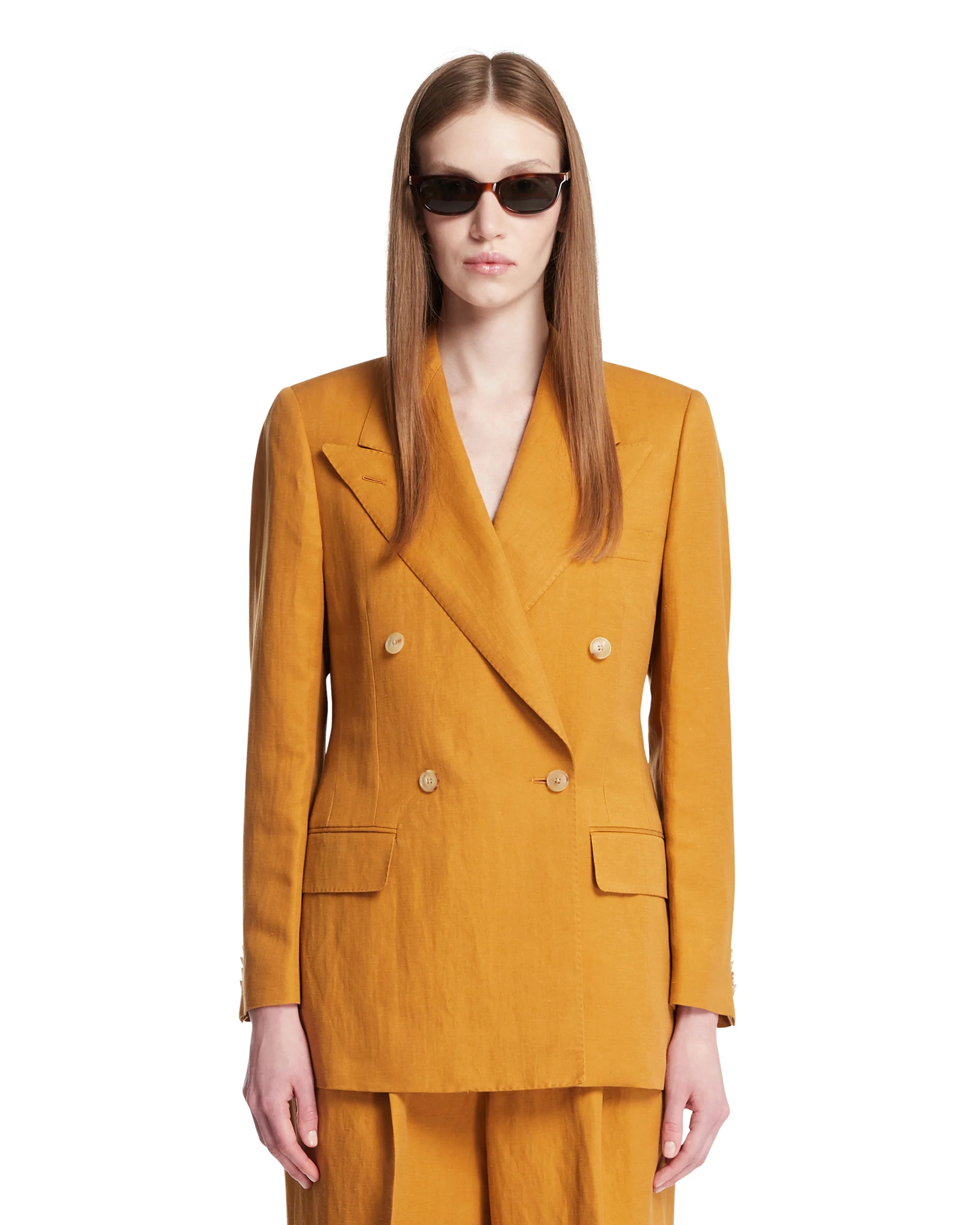 Blazer Luisa In Lino E Seta Marrone