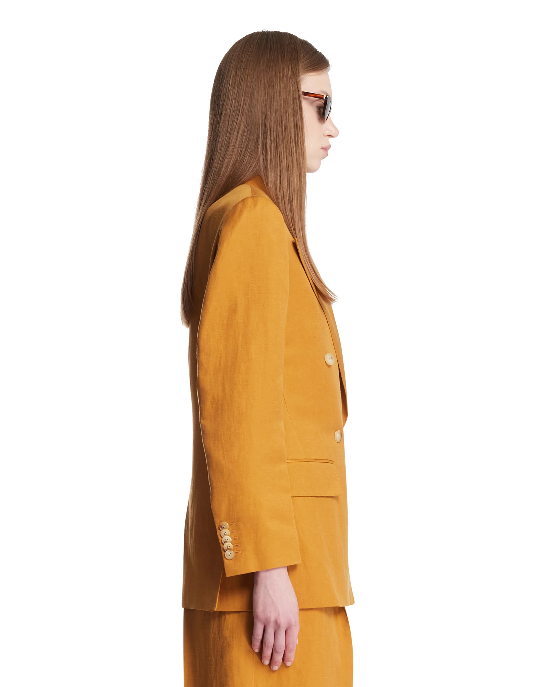 Blazer Luisa In Lino E Seta Marrone - Image 4