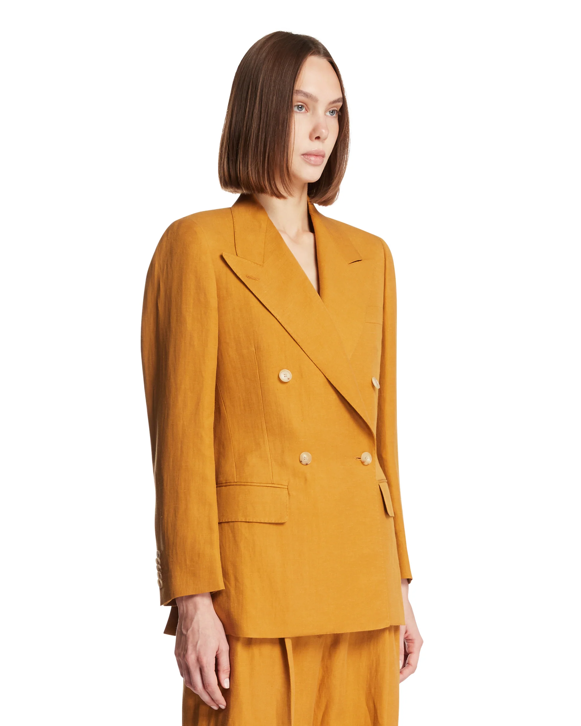 Blazer Luisa In Lino E Seta Arancione - Image 2