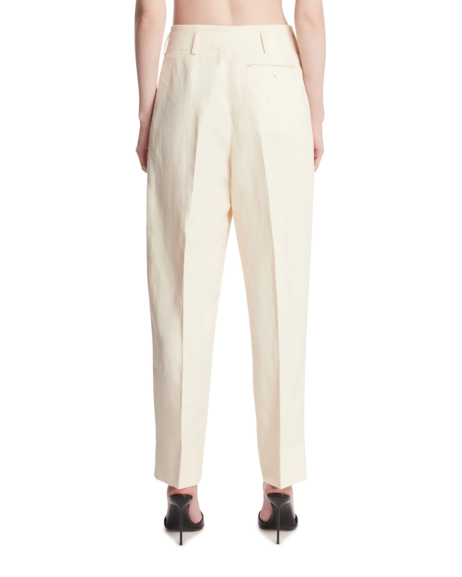 Pantaloni Diane In Lino E Seta Bianchi - Image 5