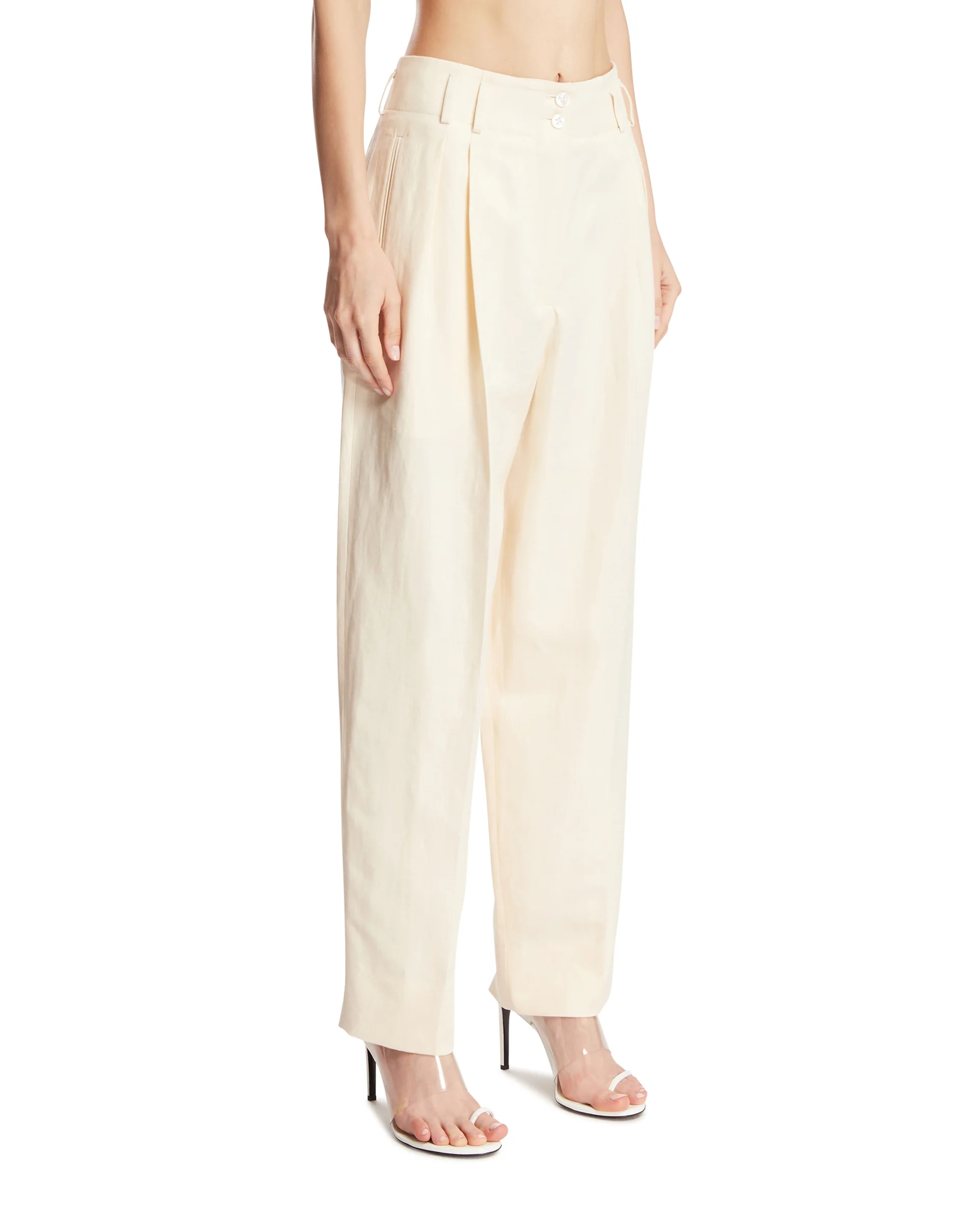 Pantaloni Diane In Lino E Seta Bianchi - Image 2