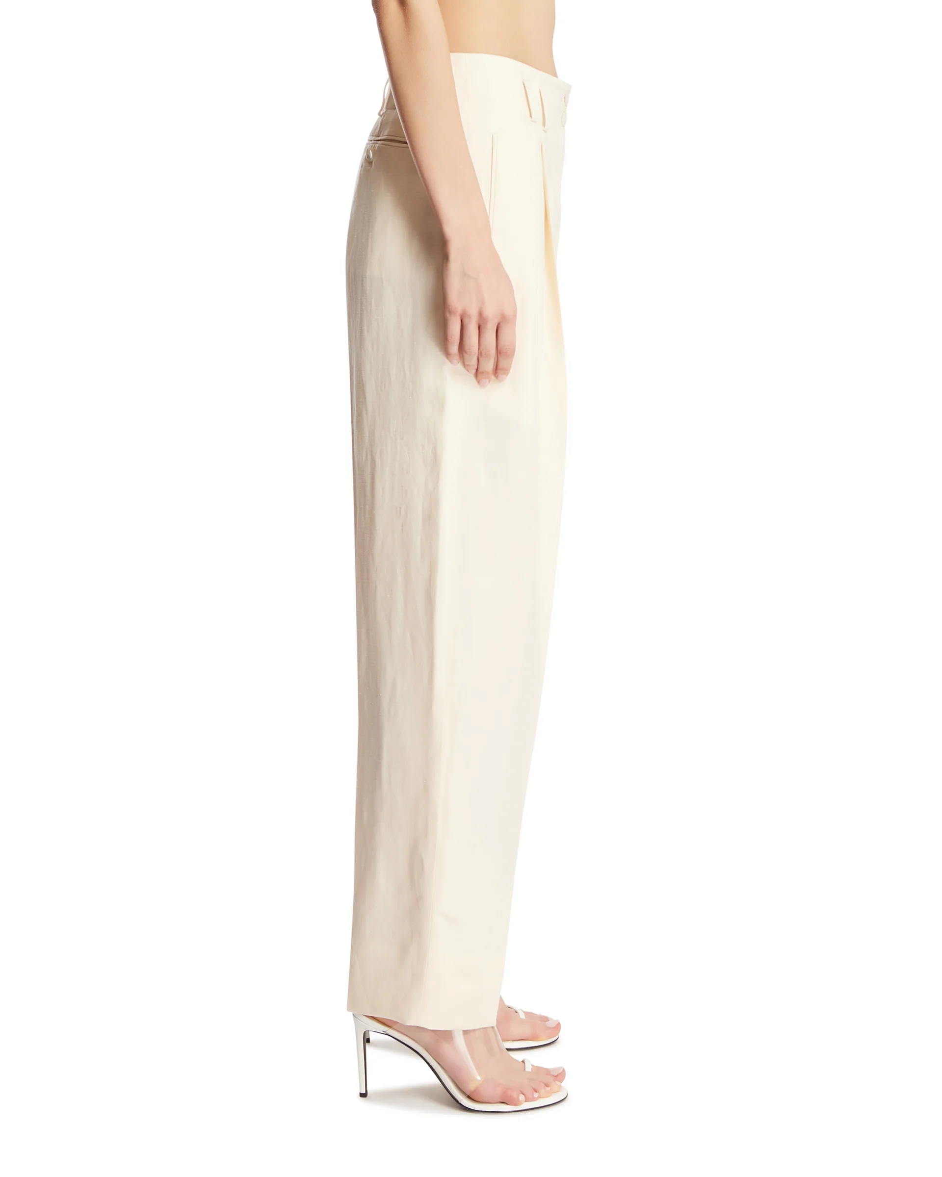 Pantaloni Diane In Lino E Seta Bianchi - Image 4