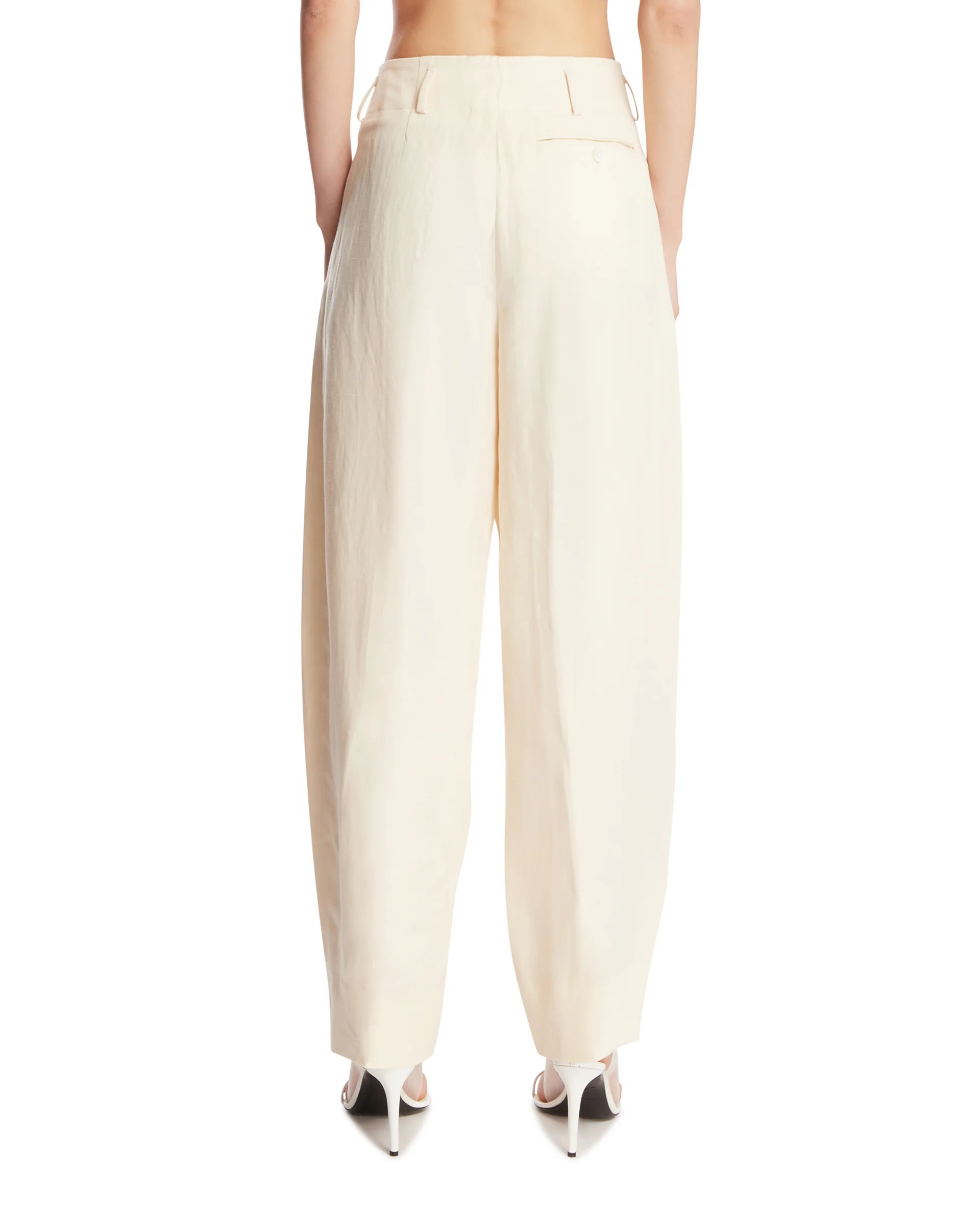 Pantaloni Diane In Lino E Seta Bianchi - Image 5