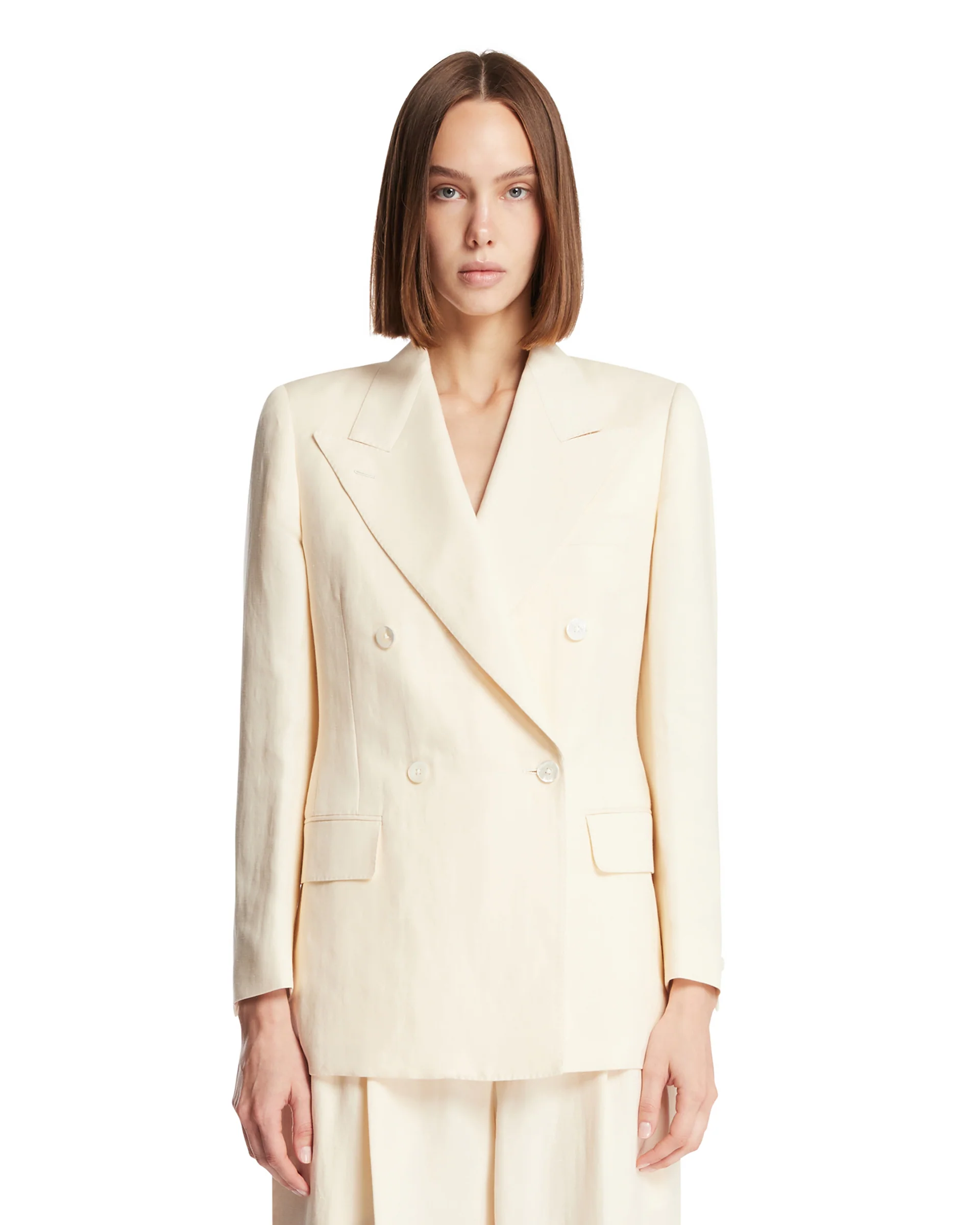 Blazer Luisa In Lino E Seta Bianco