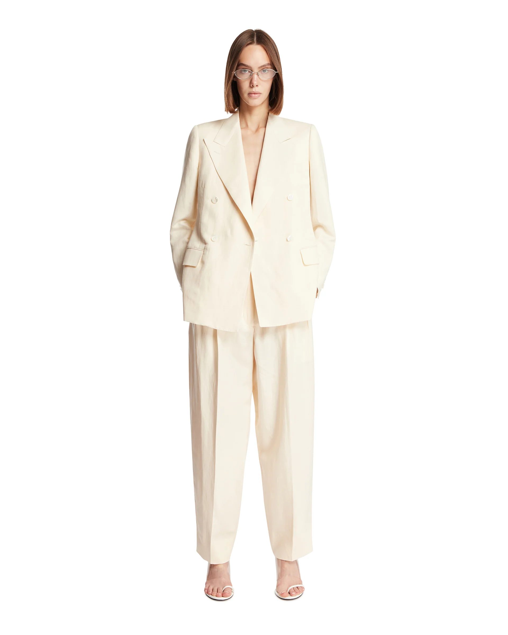 Blazer Luisa In Lino E Seta Bianco - Image 3