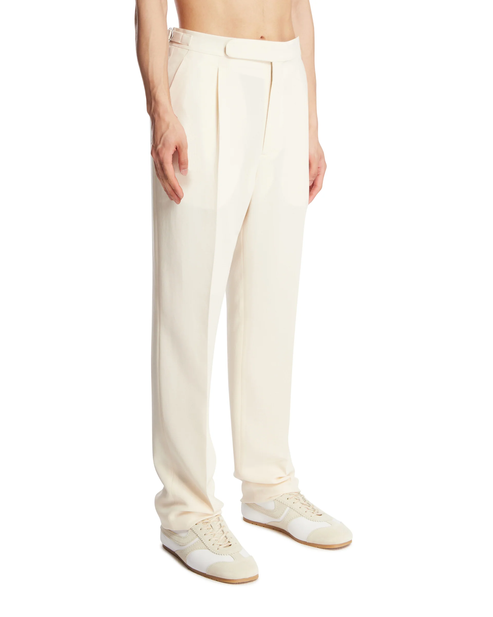 Pantaloni Pietro In Seta Bianchi - Image 2