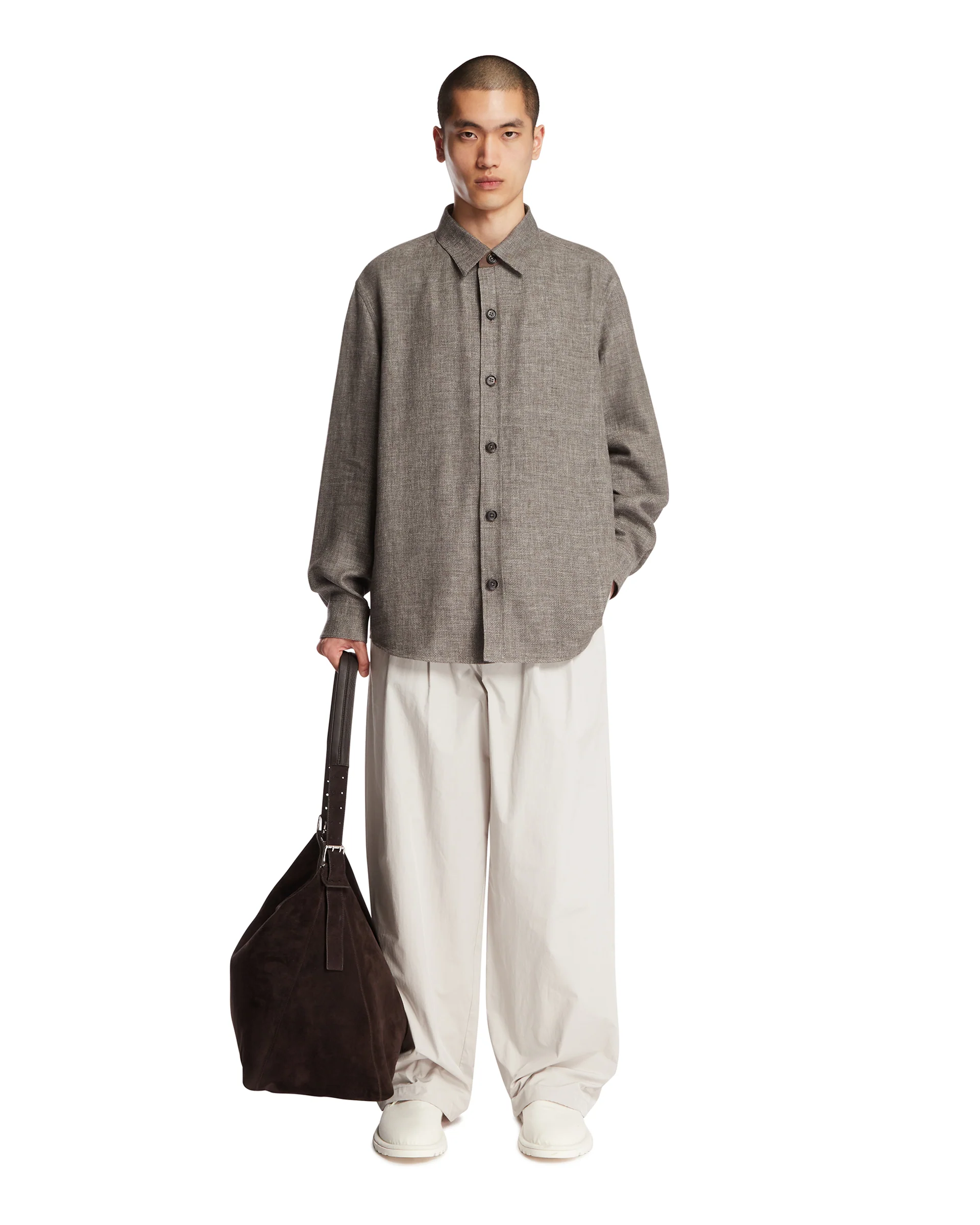 Camicia In Cashmere E Lino Grigia - Image 3