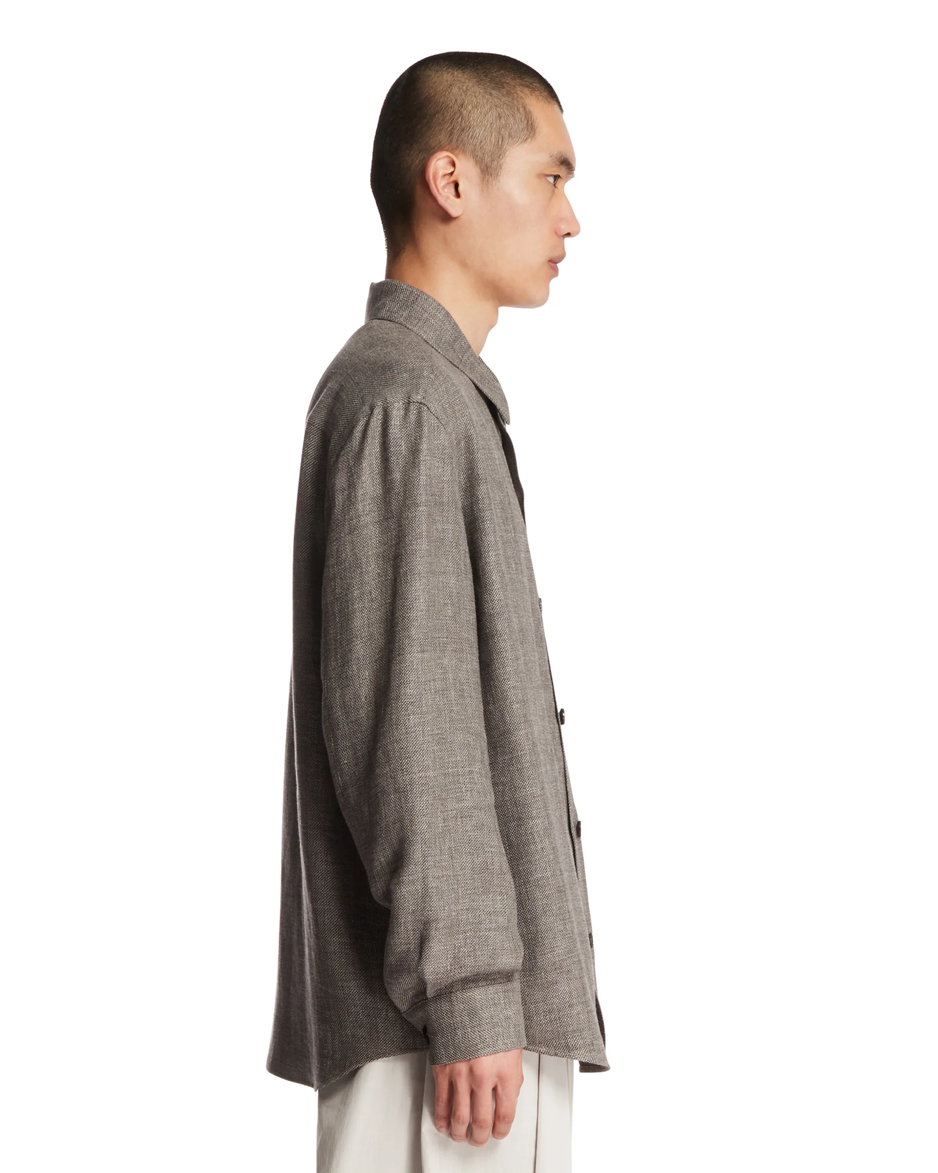 Camicia In Cashmere E Lino Grigia - Image 4